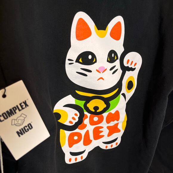 •NWT• Complex x NIGO 20 year Cat Sweatshirt Hoodie in Black• XS - Picture 1 of 11